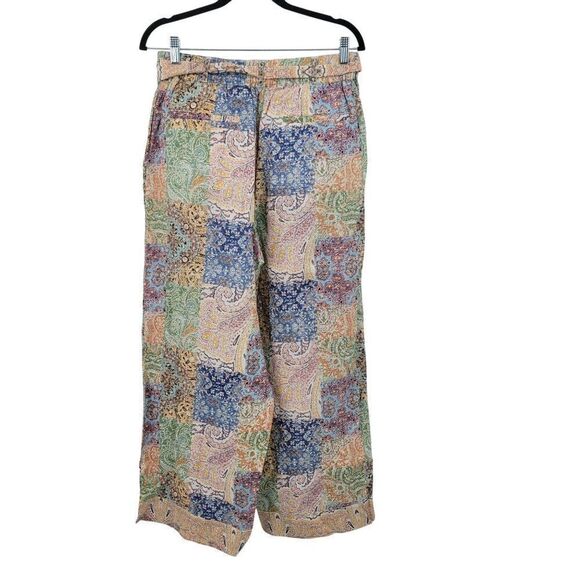 Rachel Zoe Womens Linen Multicolor Paisley Patchwork Wide-Leg Pants Sz L Boho - Picture 13 of 14